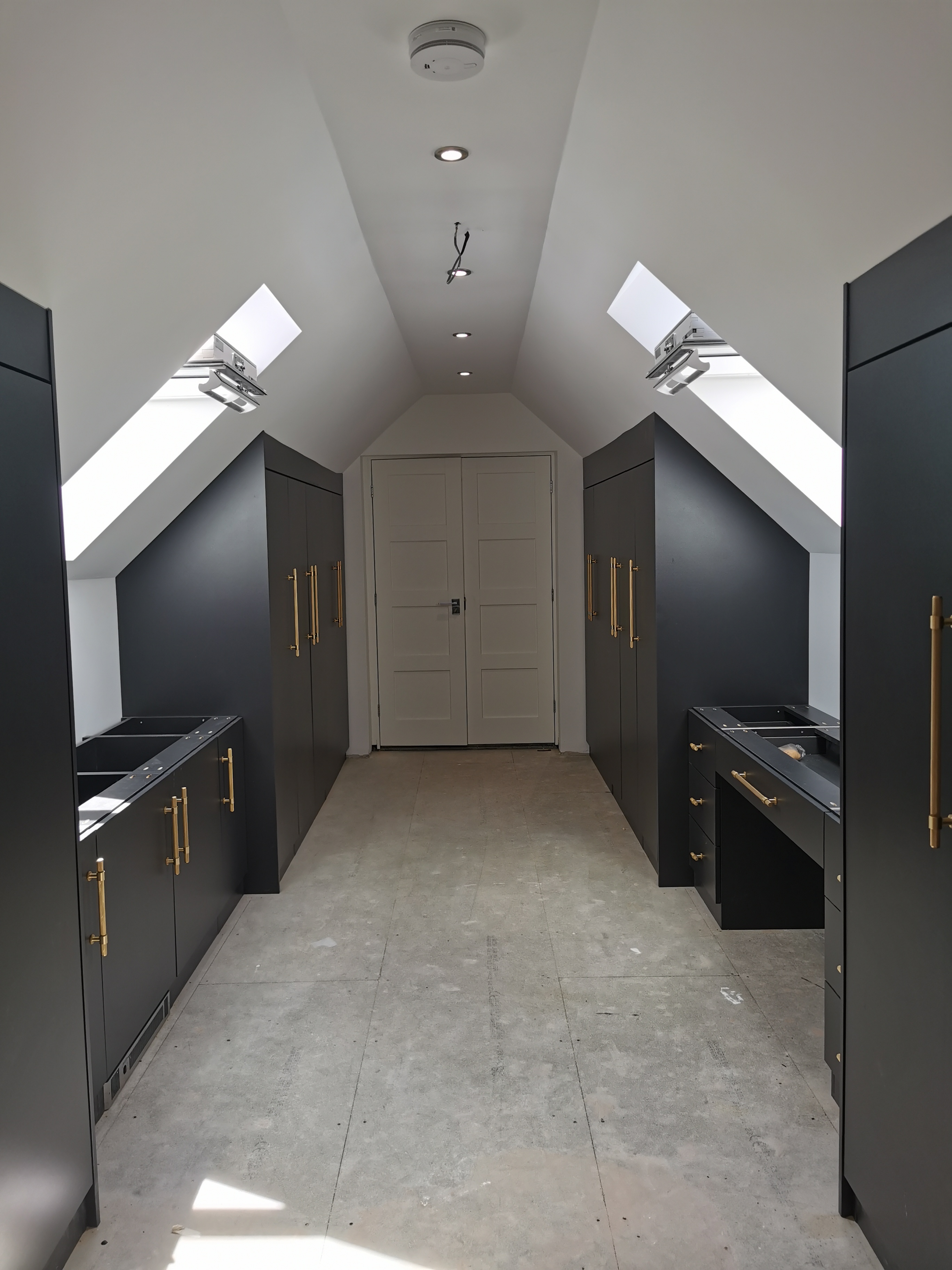 Luxury Loft Dressing Room with Gold Handles